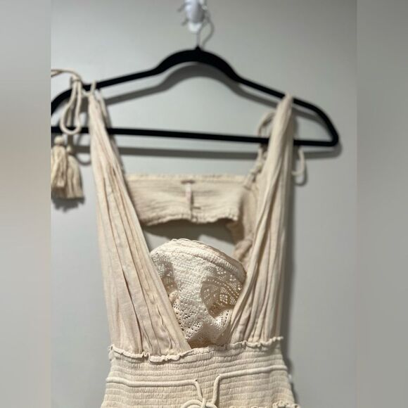Free People Santa Maria Maxi Women’s Dress beige khaki boho hippie Size Medium - Picture 13 of 16